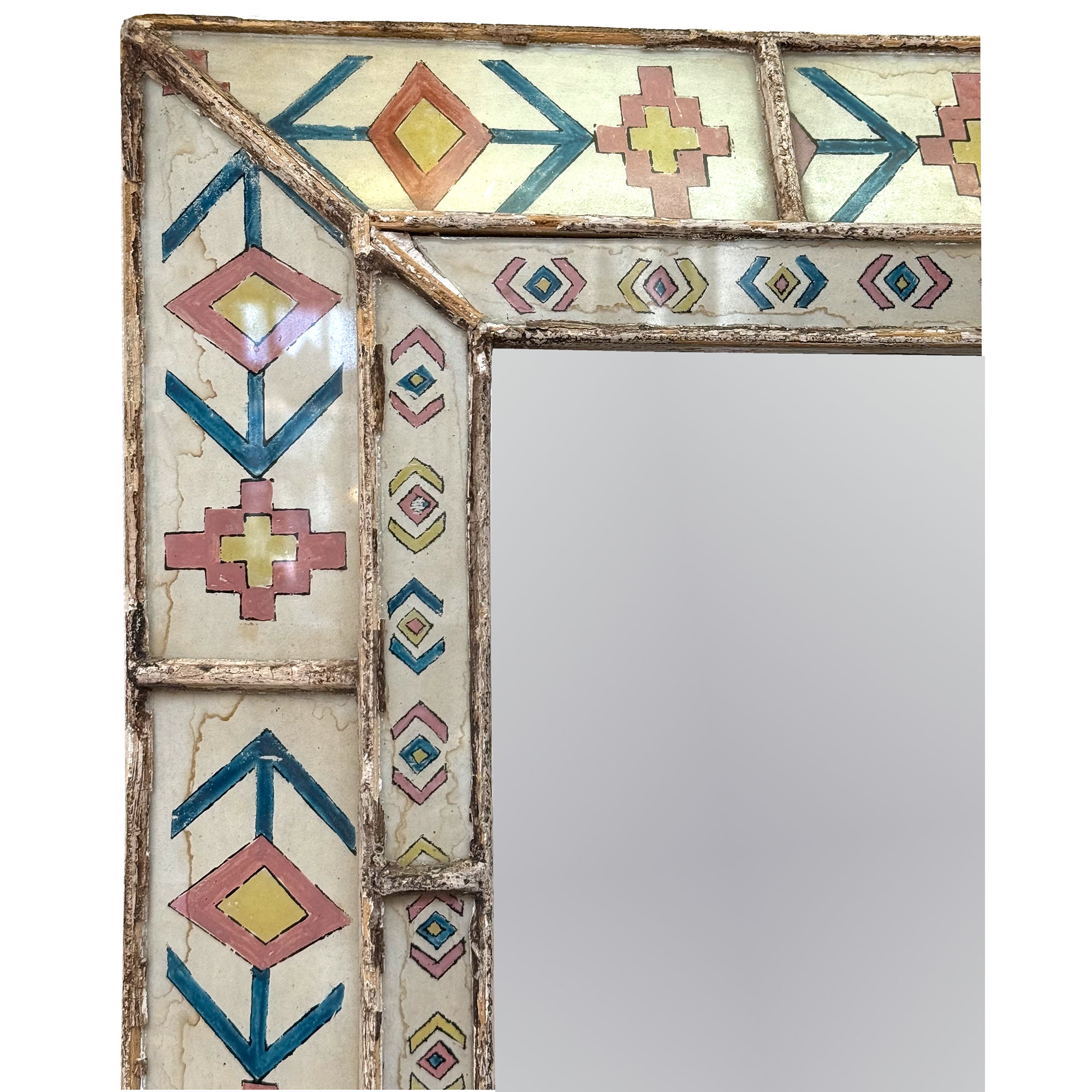 Vintage Mirror with Southwestern-Themed Reverse-Painted Glass Frame