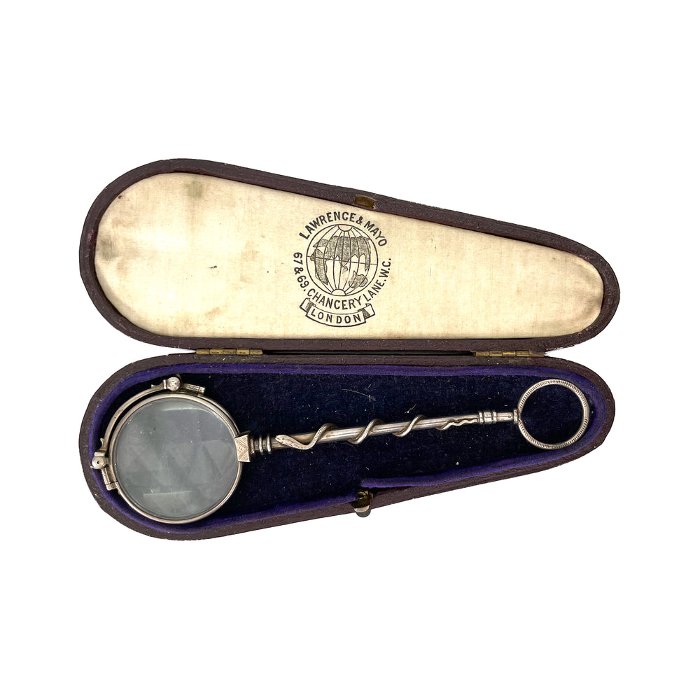 Victorian Silver Lorgnette with Snake Decoration