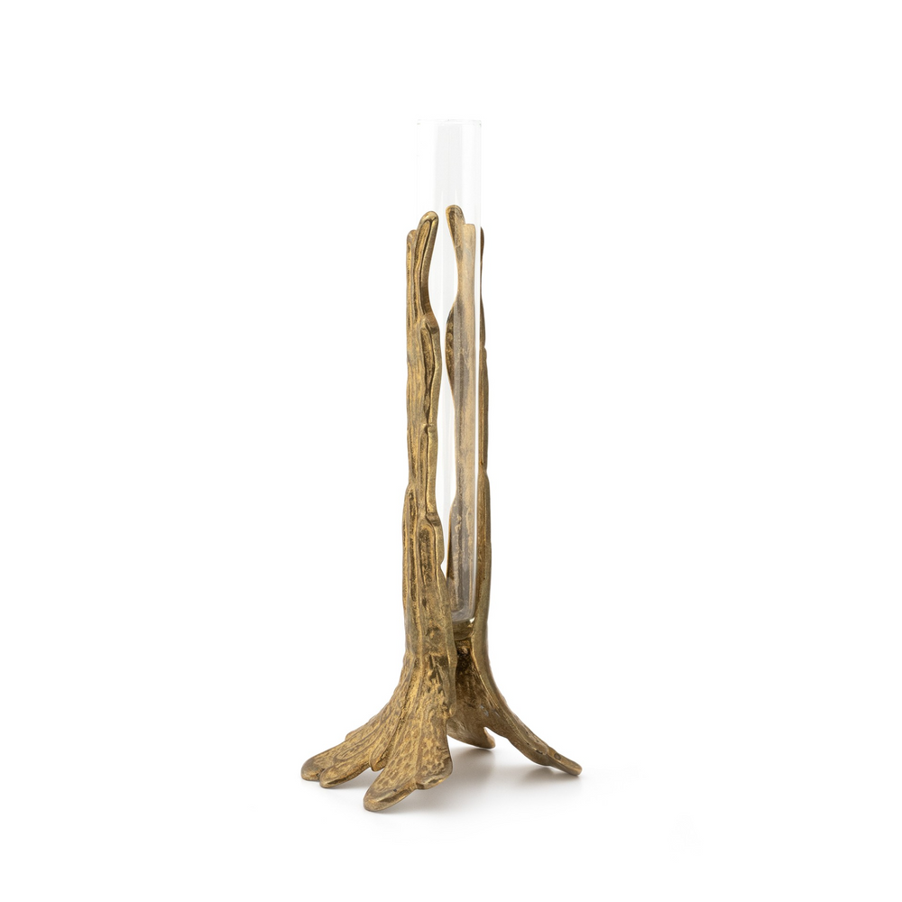 Vintage German Brass and Glass Vase