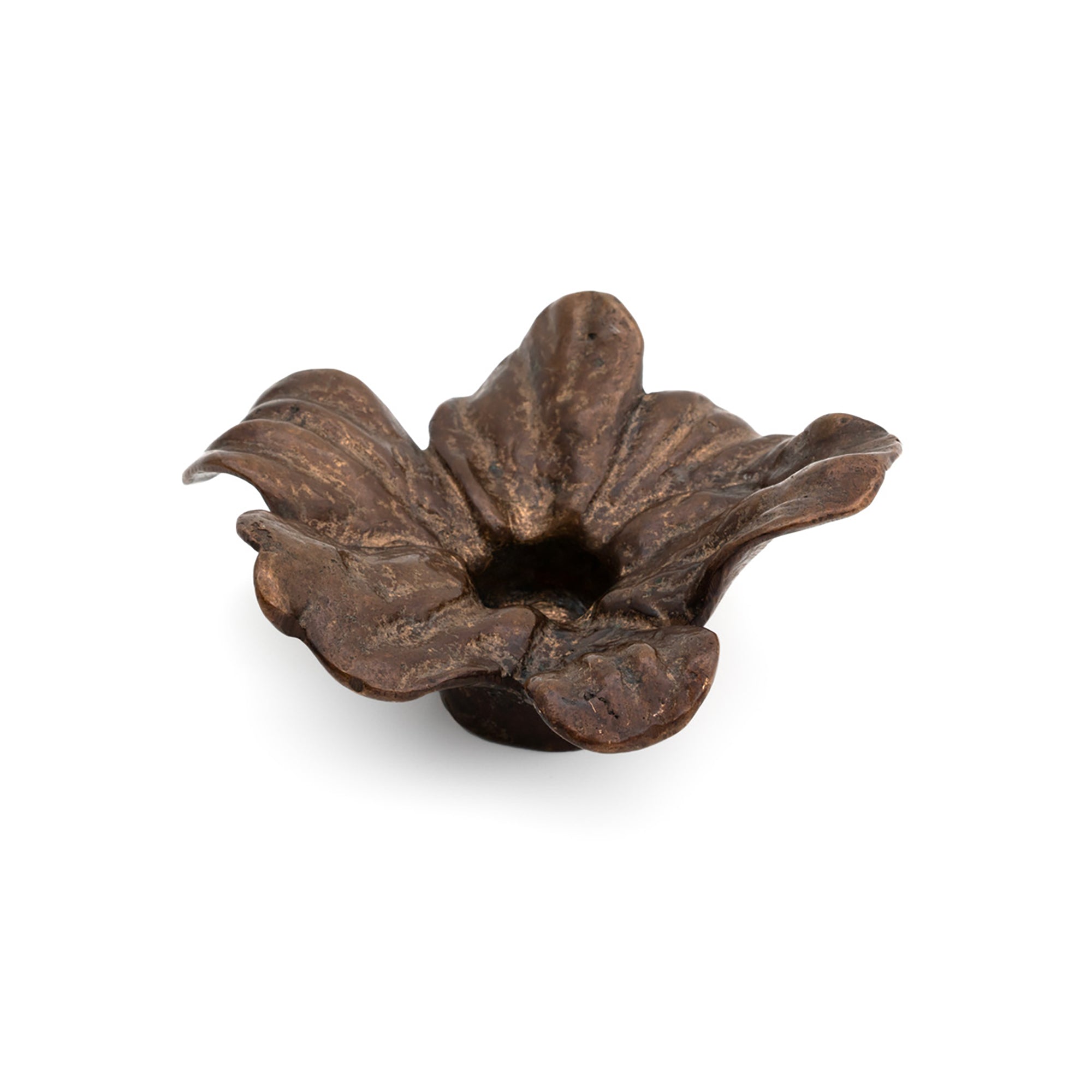 Vintage German Bronze Flower Candle Holder