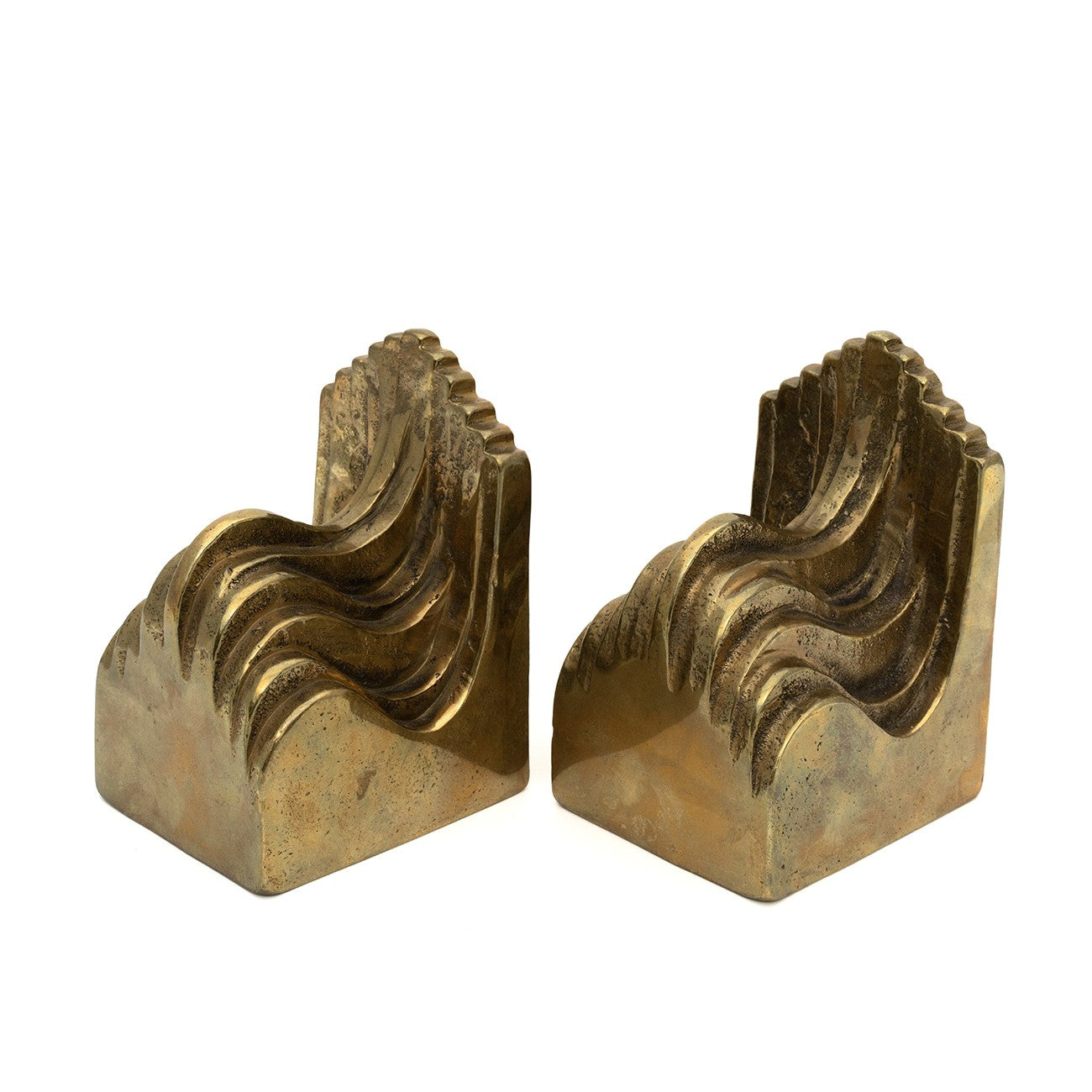 Vintage German Bronze Wave Bookends