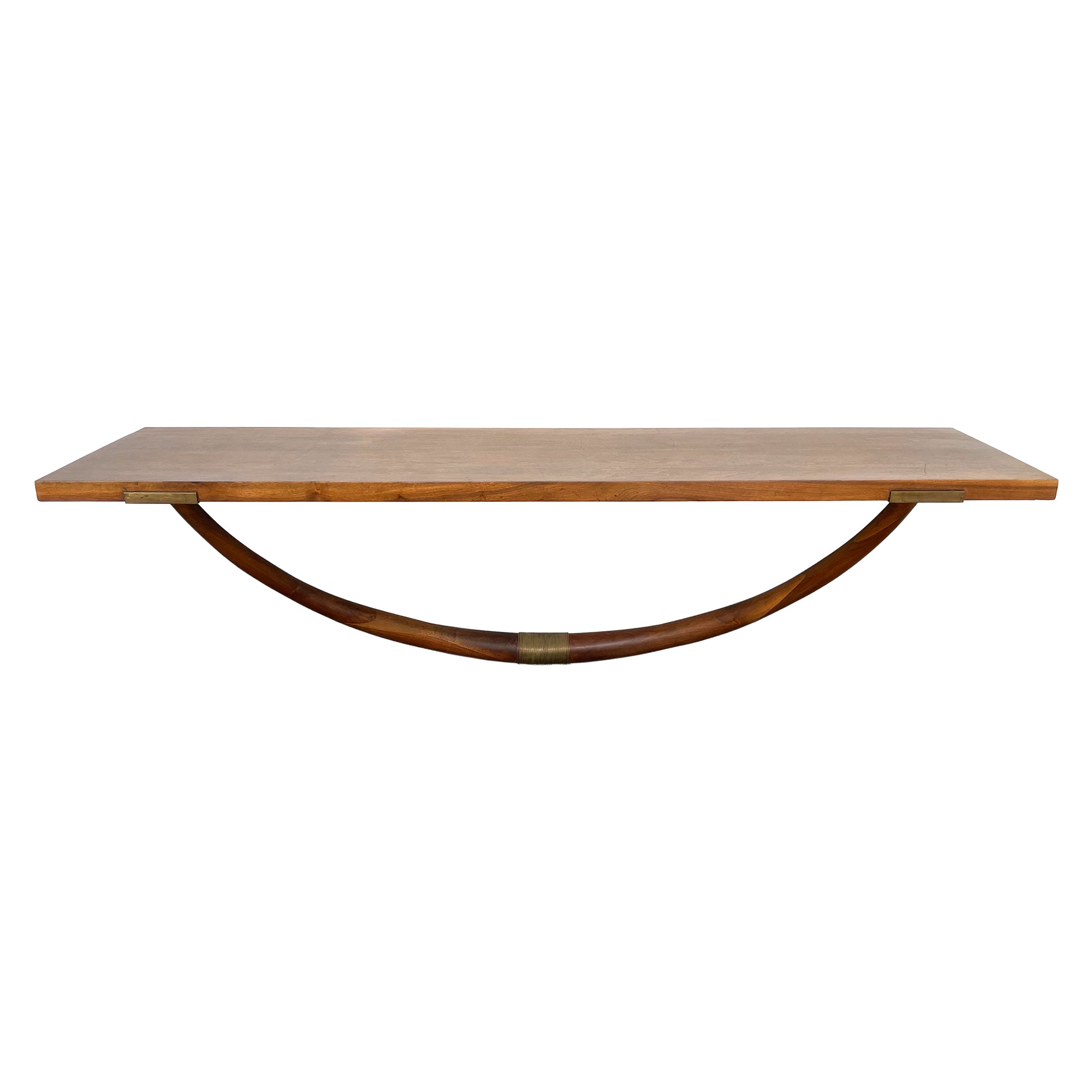 Walnut & Bronze Wall-Mount Console Table by Maurice Bailey for Monteverdi Young