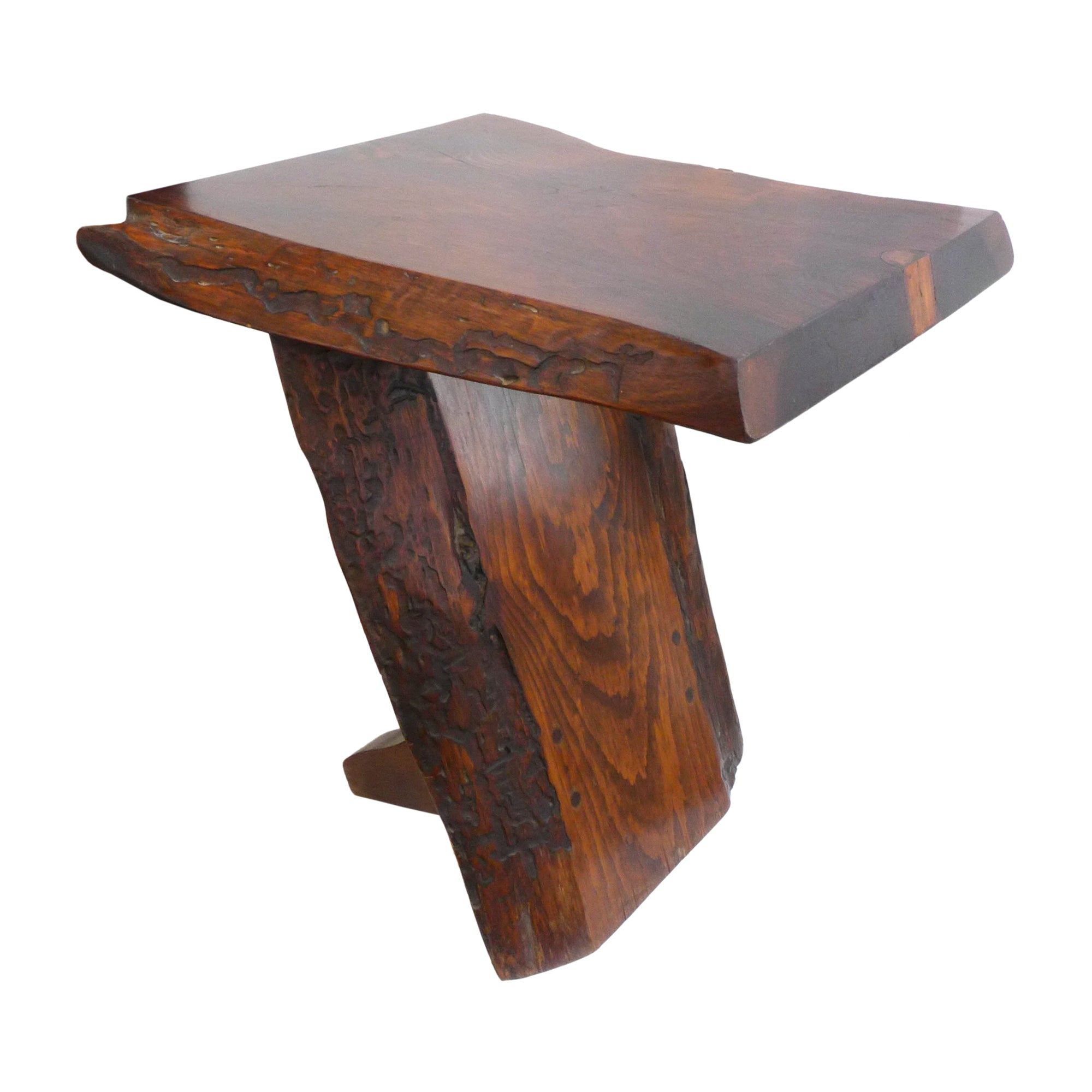 Organic Modern Wood Slab Side Table in the Style of George Nakashima