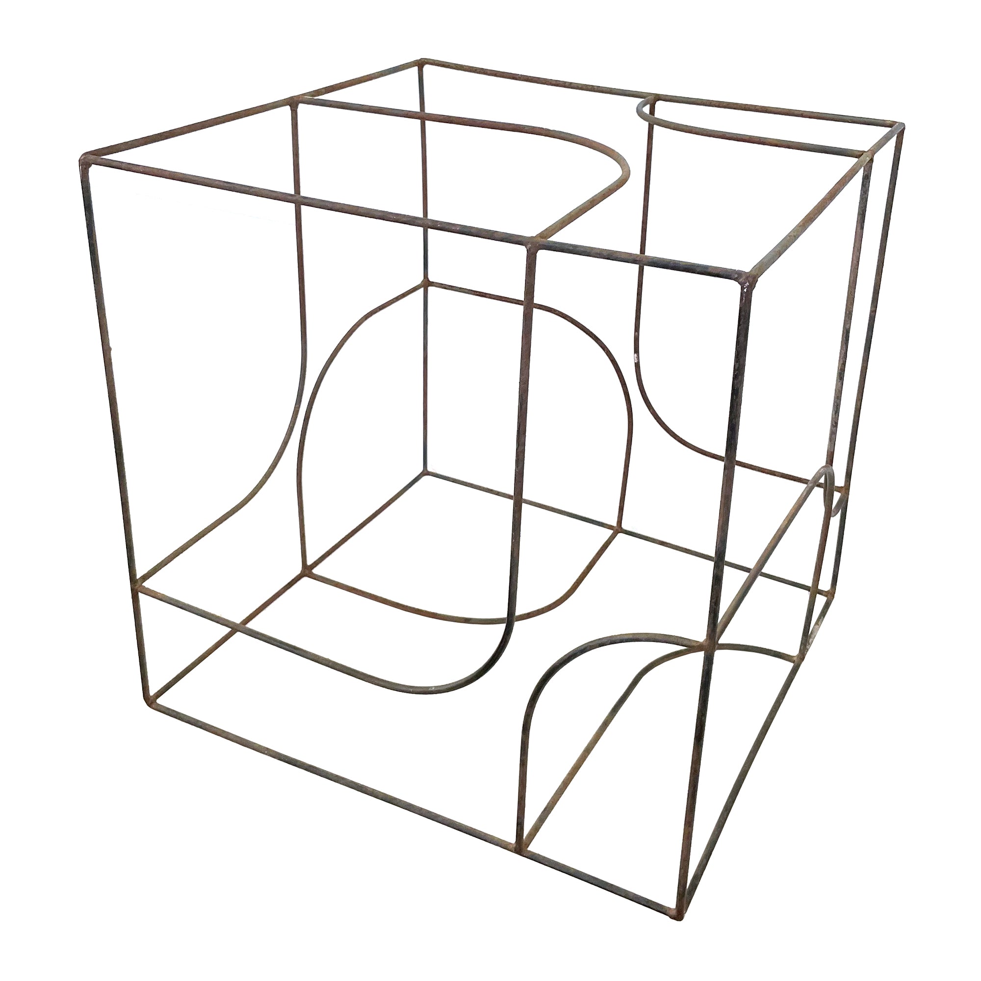 Wrought Iron Cube Sculpture