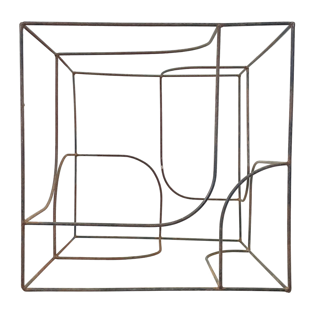 Wrought Iron Cube Sculpture