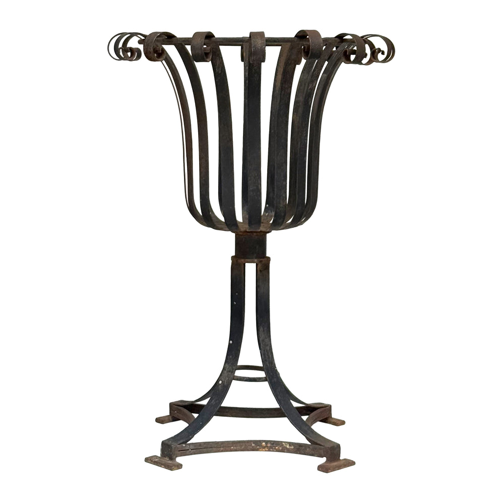 Wrought Iron Slat Scrolling Plant Stand