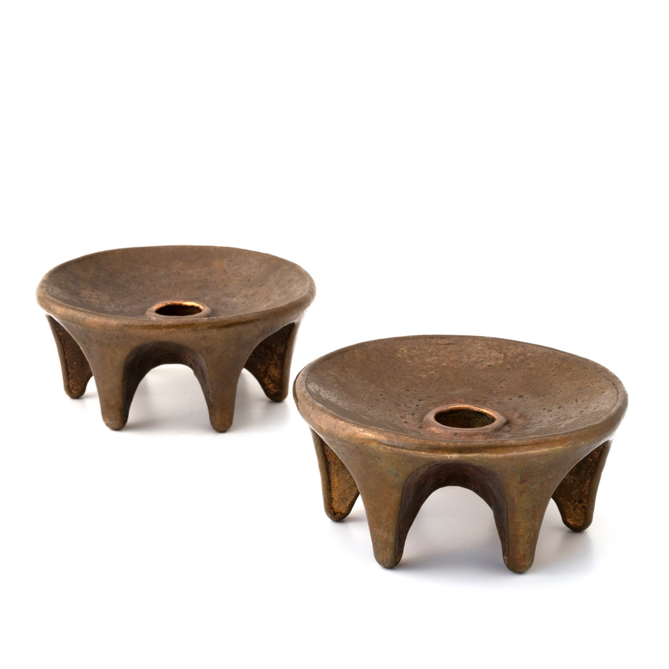 Pair of Vintage German Bronze Candle Holders