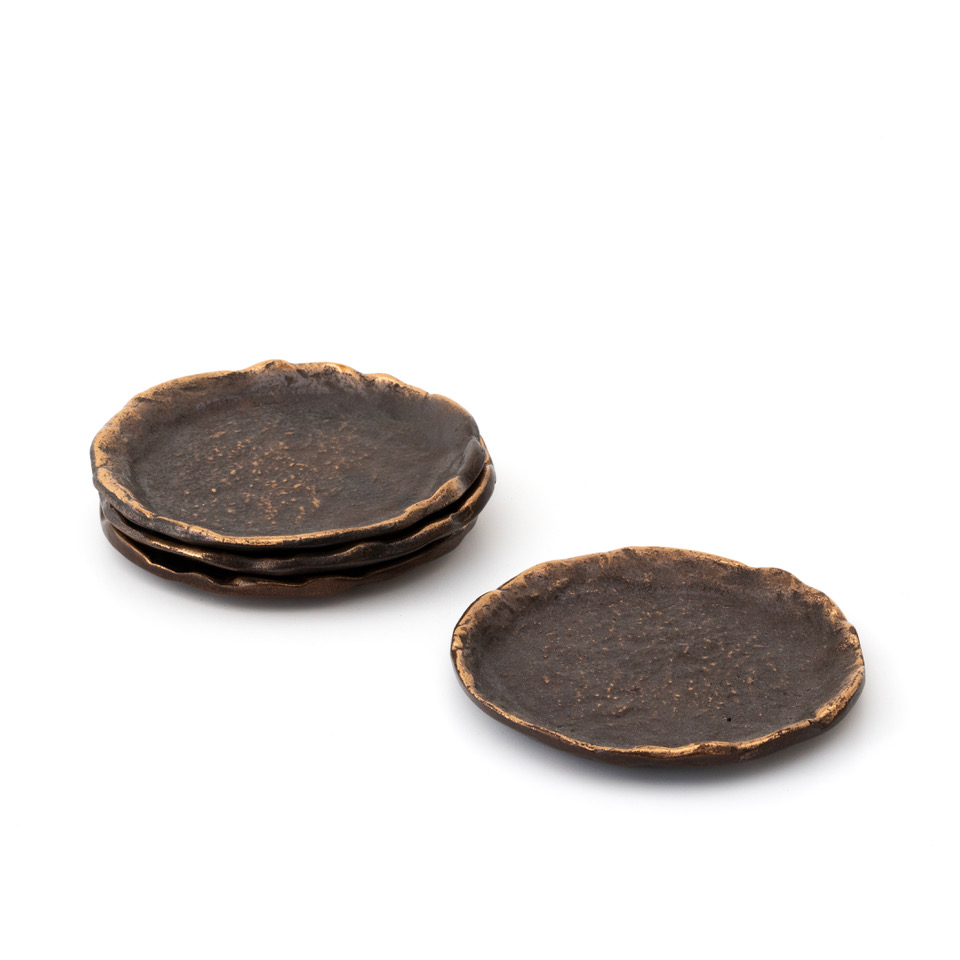 Set of Four Vintage German Bronze Coasters