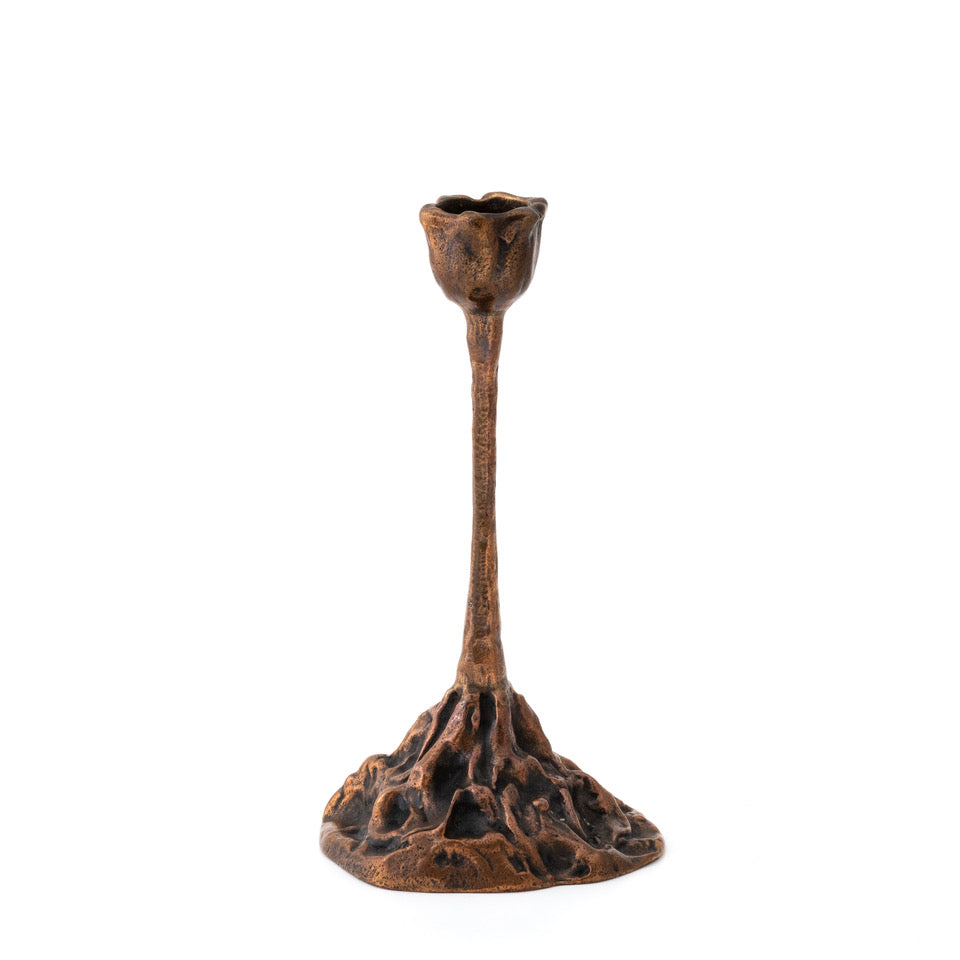 Vintage German Bronze Single Light Candle Holder