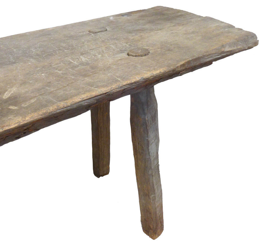Rustic Hand-Built Low Wood Console or Bench