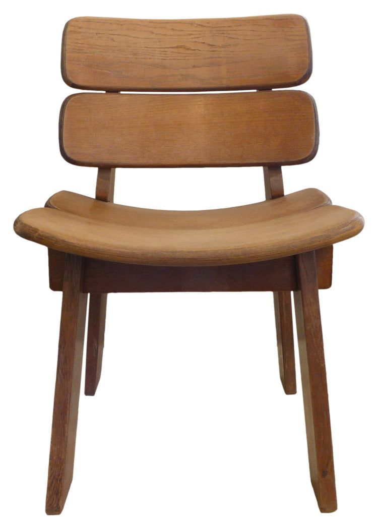 French Pair of Oak Constructivist Chairs