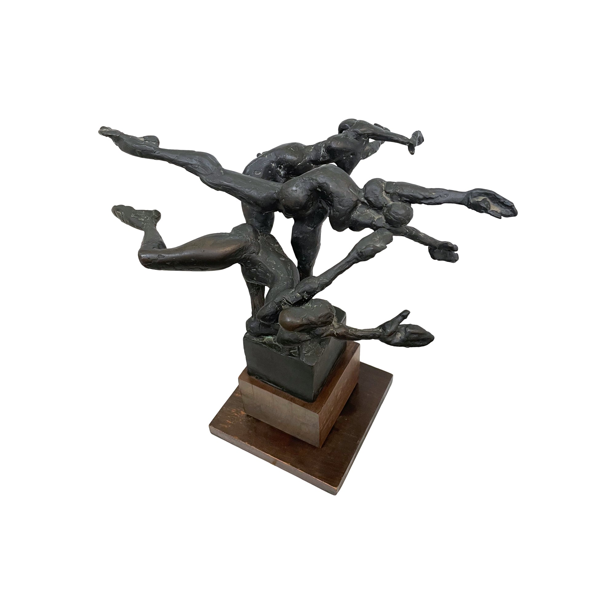 Cast Bronze Rotating Abstract Dancers Sculpture in the Manner of Giacometti