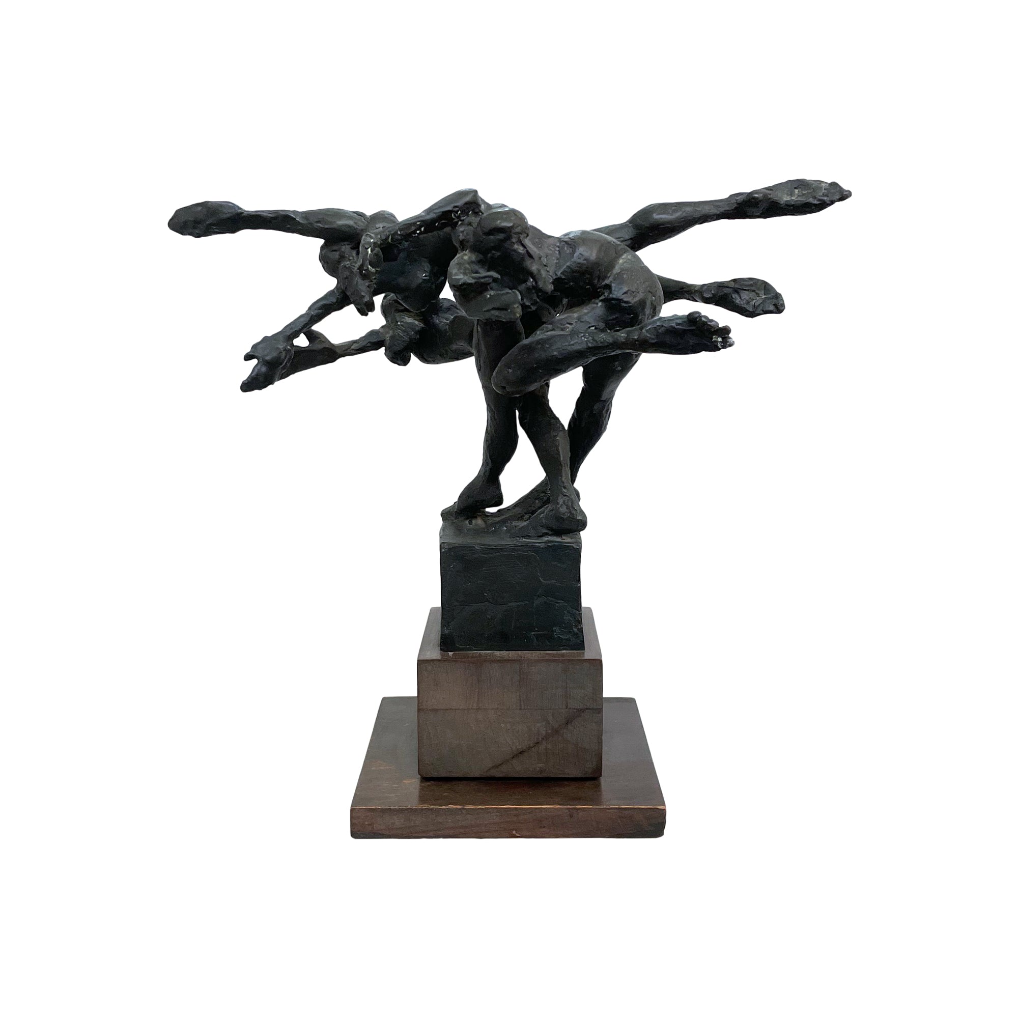 Cast Bronze Rotating Abstract Dancers Sculpture in the Manner of Giacometti