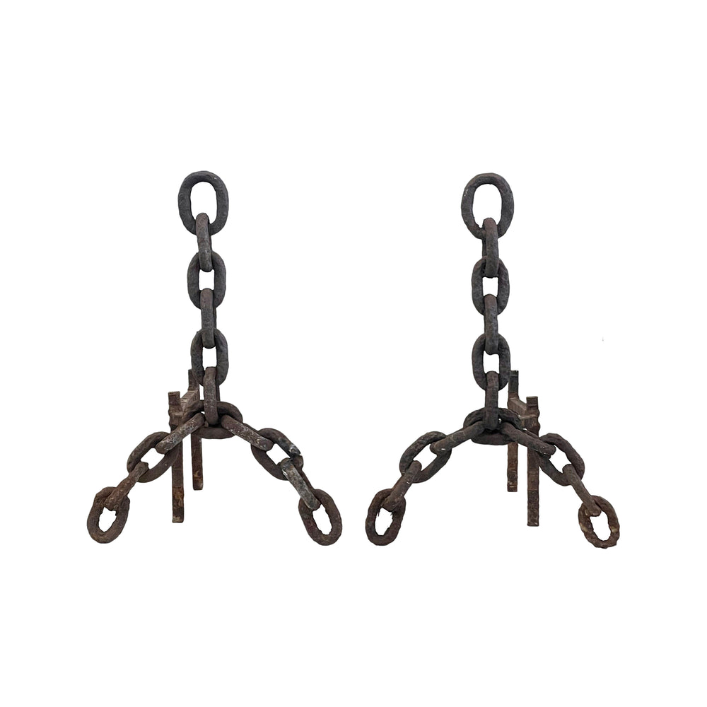 Pair of Chain-Link Andirons
