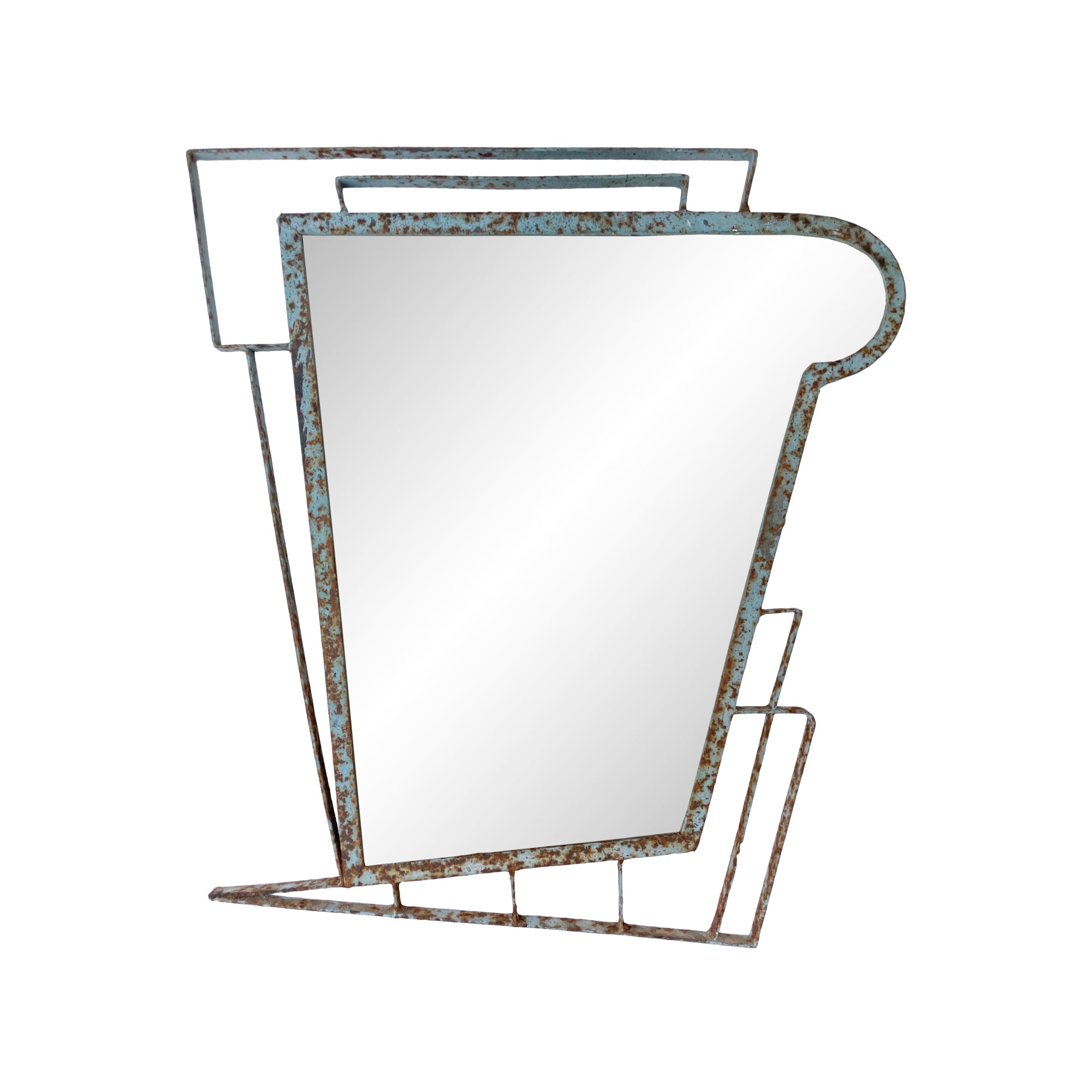 Asymmetrical Modernist Iron Frame Mirror