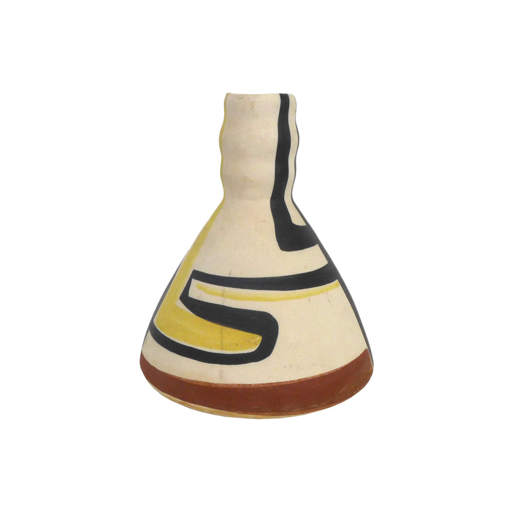 Studio Ceramic Vase with Artistic Modernist Decoration