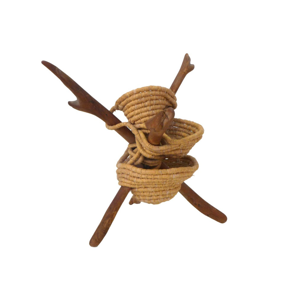 Petite Sculptural Wood & Fiber Basket by Marjorie G. Trout