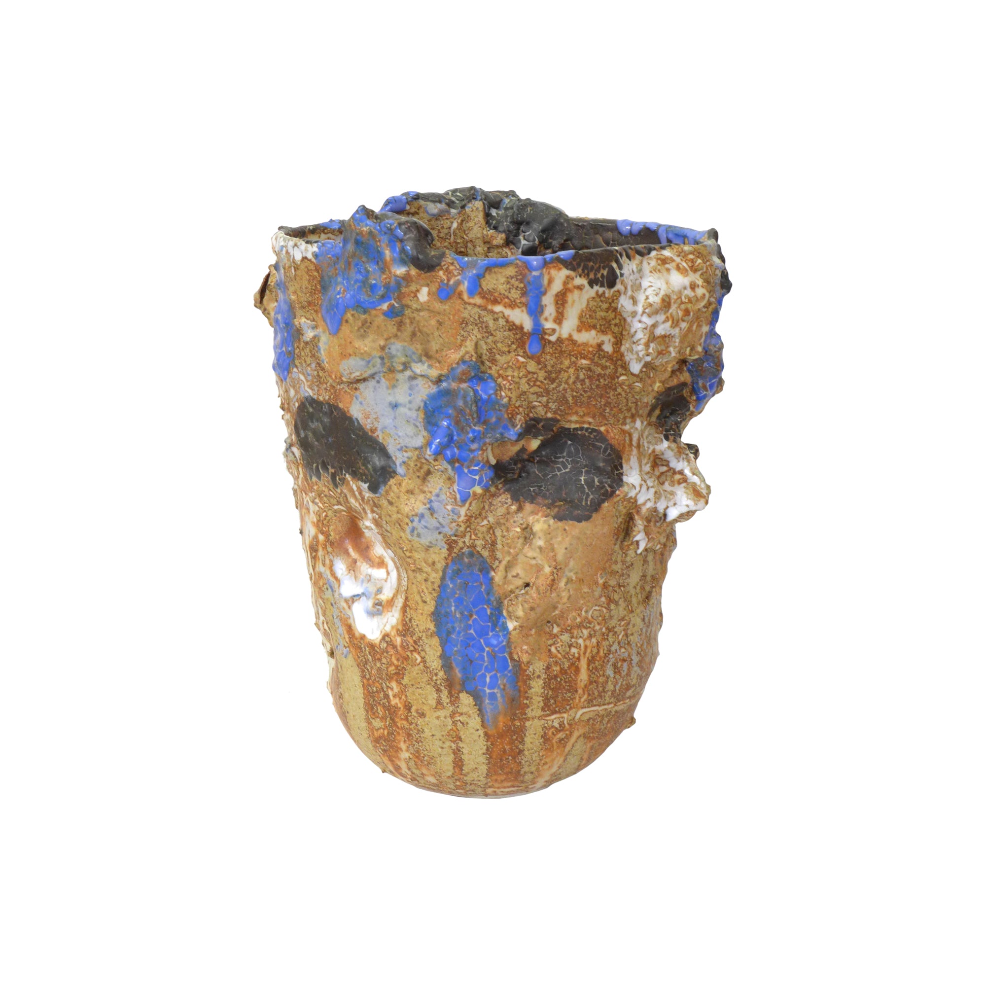 Partially Glazed Brutalist Ceramic Vase