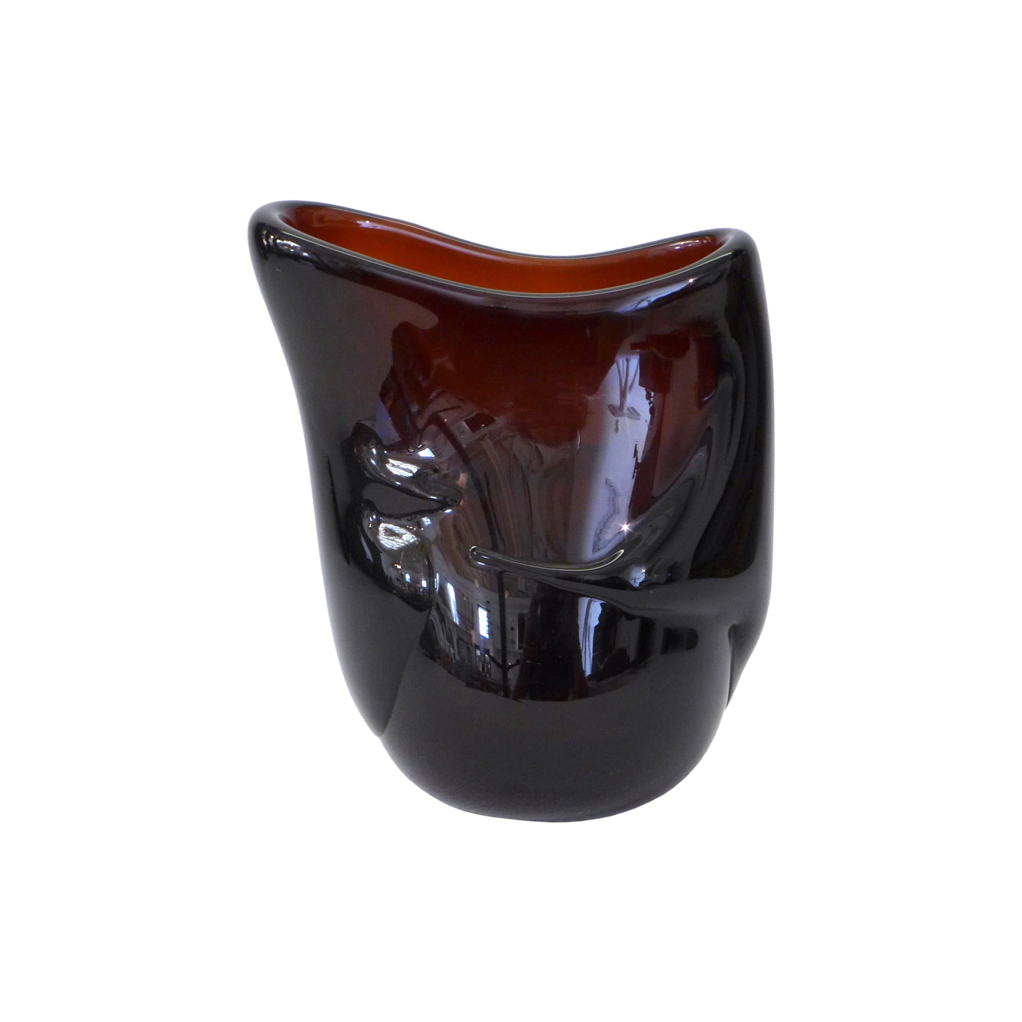 Biomorphic Amber Glass Vase