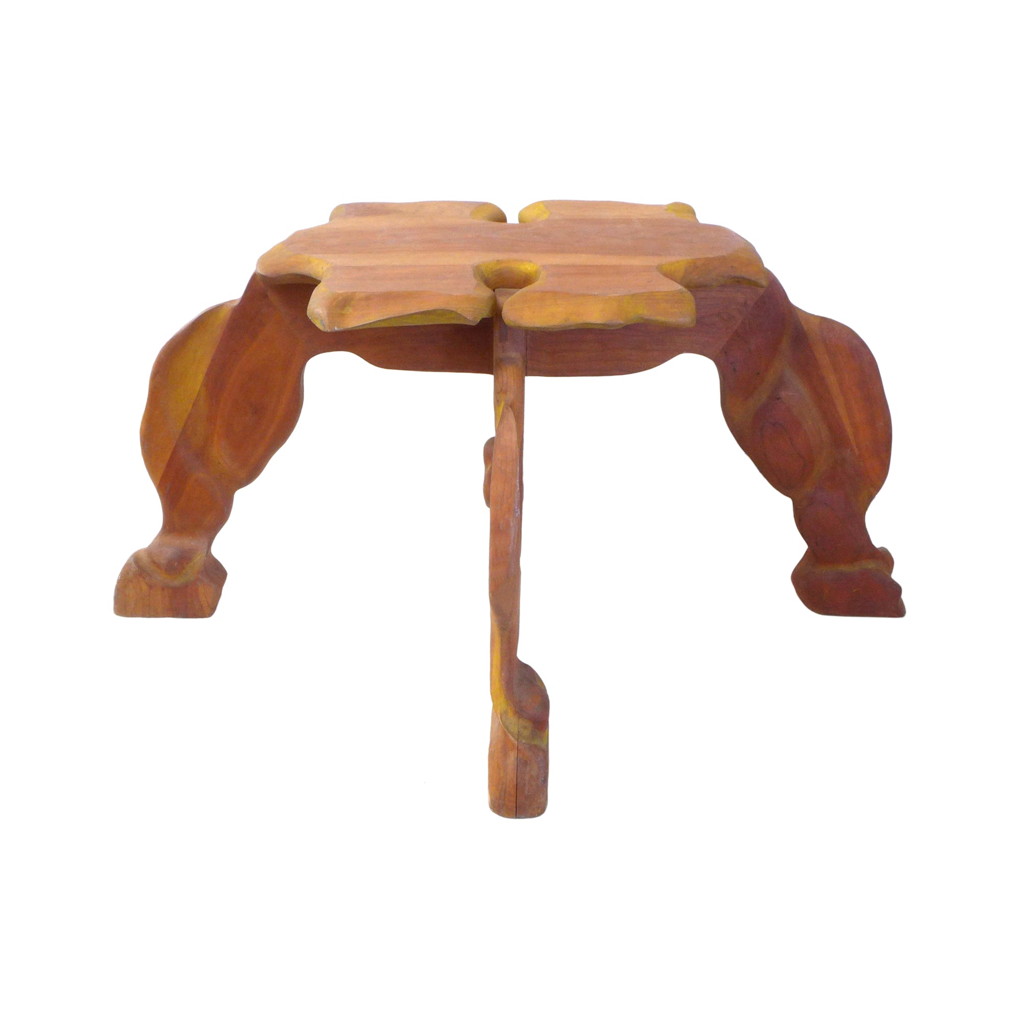 Sculptural Biomorphic Carved Wood Occasional Table