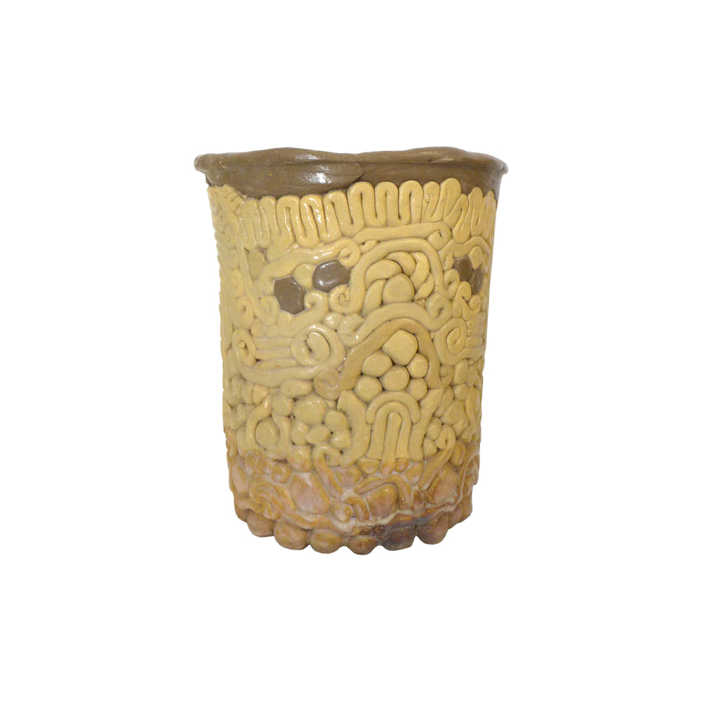 Studio Ceramic Coil-Built “Brain” Vase or Planter