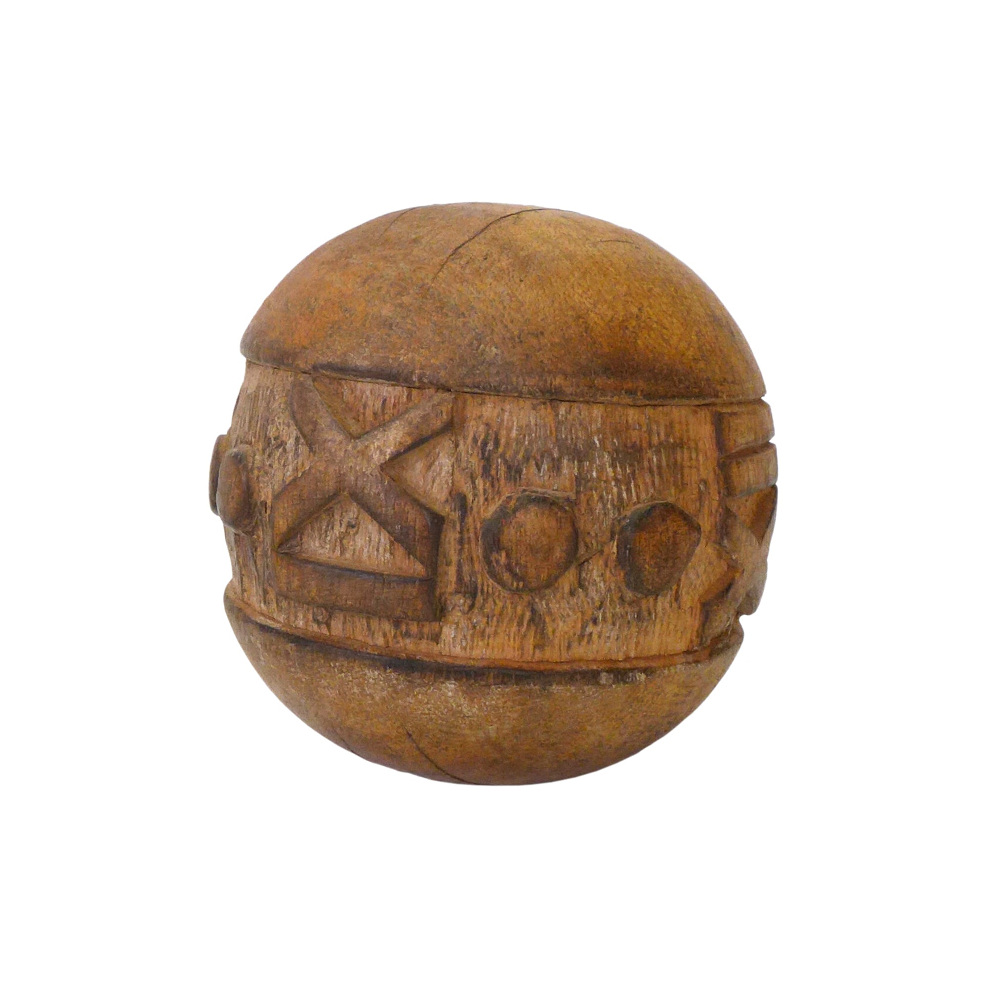 Carved Wood Ball with Roman Numerals