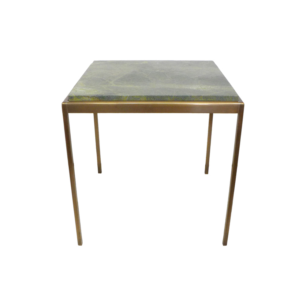 Square Bronze & Green Marble Side Table
