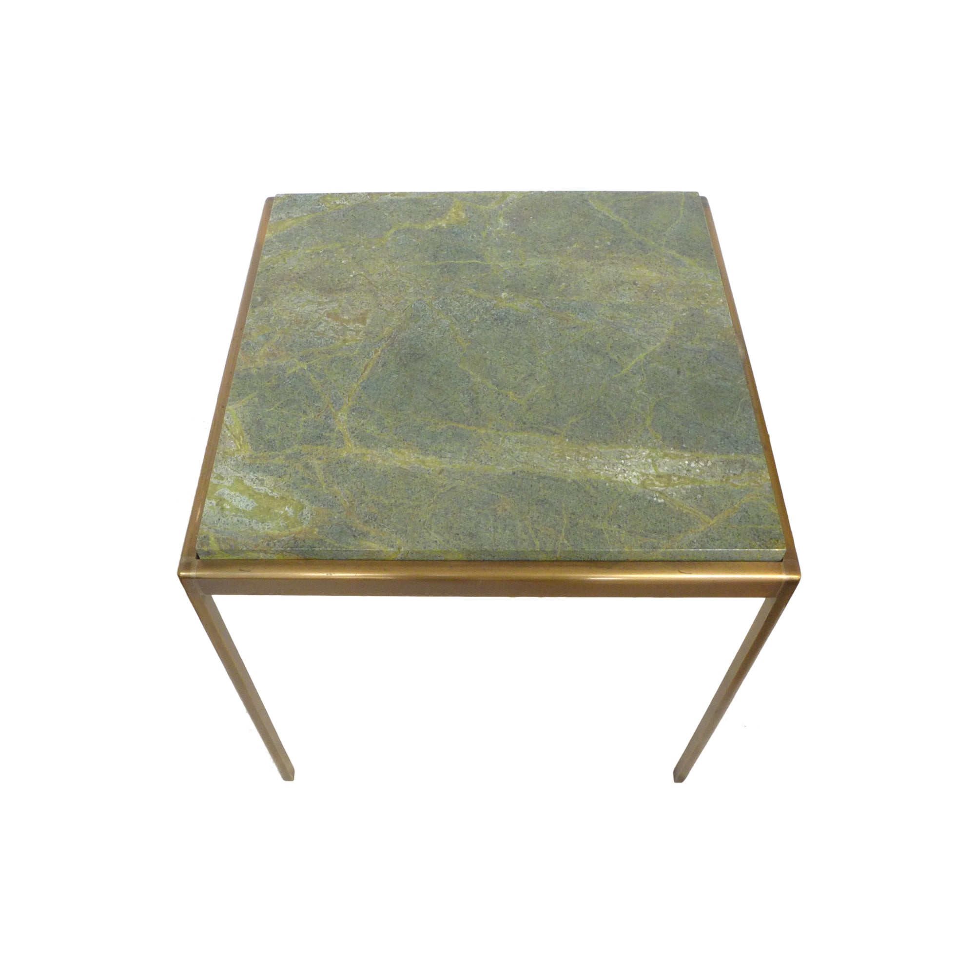 Square Bronze & Green Marble Side Table