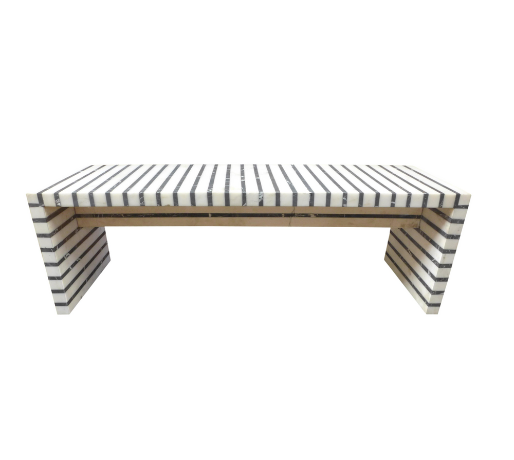 Black & White Striped Marble Coffee Table